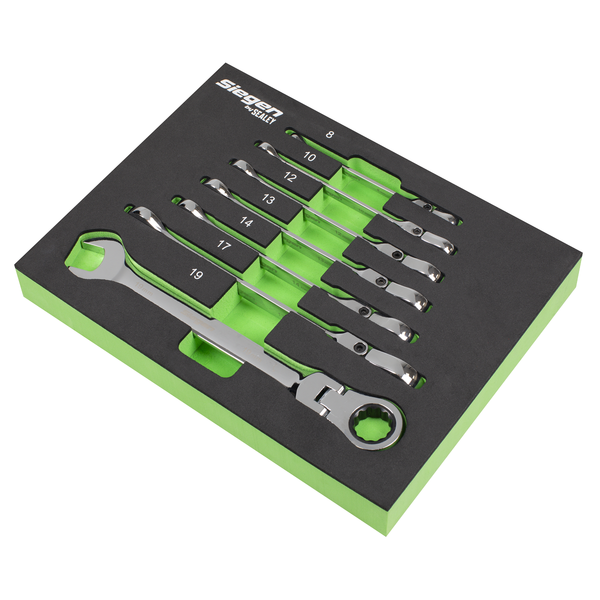Flexi-Head Combination Ratchet Spanner Set 7pc