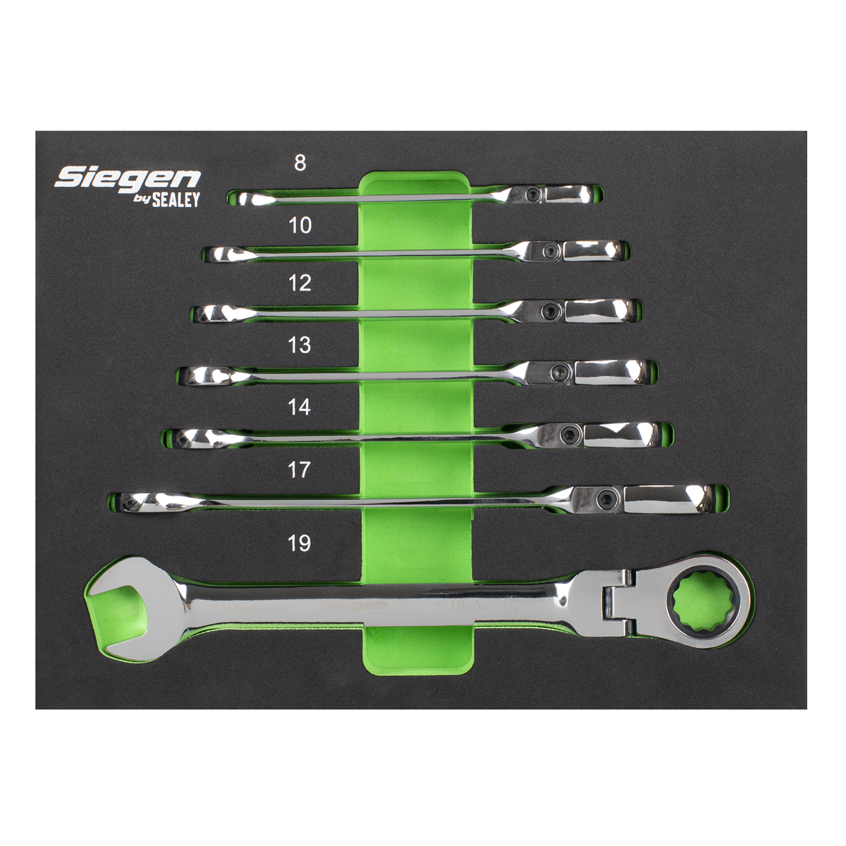 Flexi-Head Combination Ratchet Spanner Set 7pc