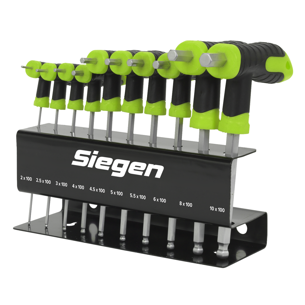 Siegen T-Handle Ball-End Hex Key Set 10pc
