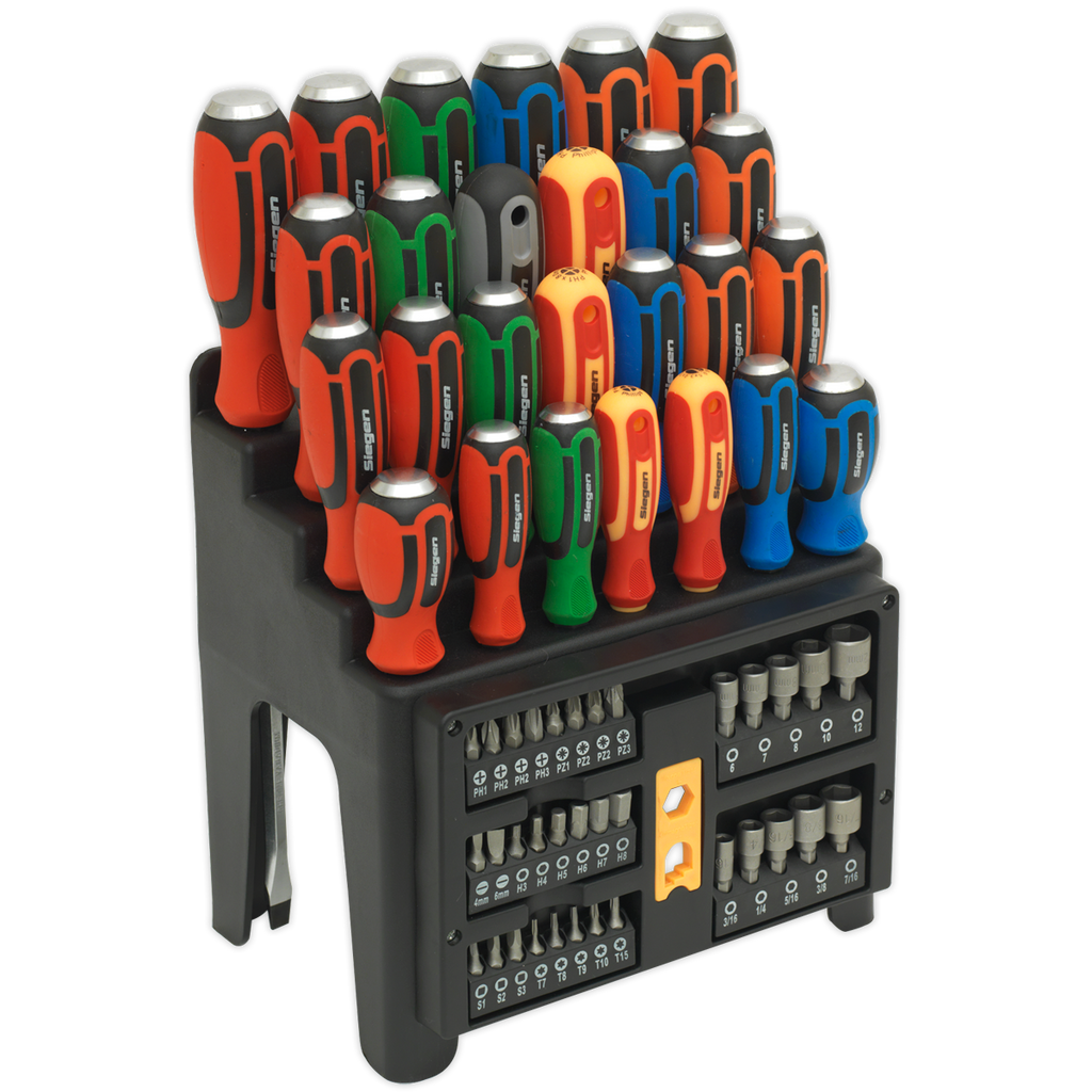 Siegen Hammer-Thru Screwdriver, Bit & Nut Driver Set 61pc