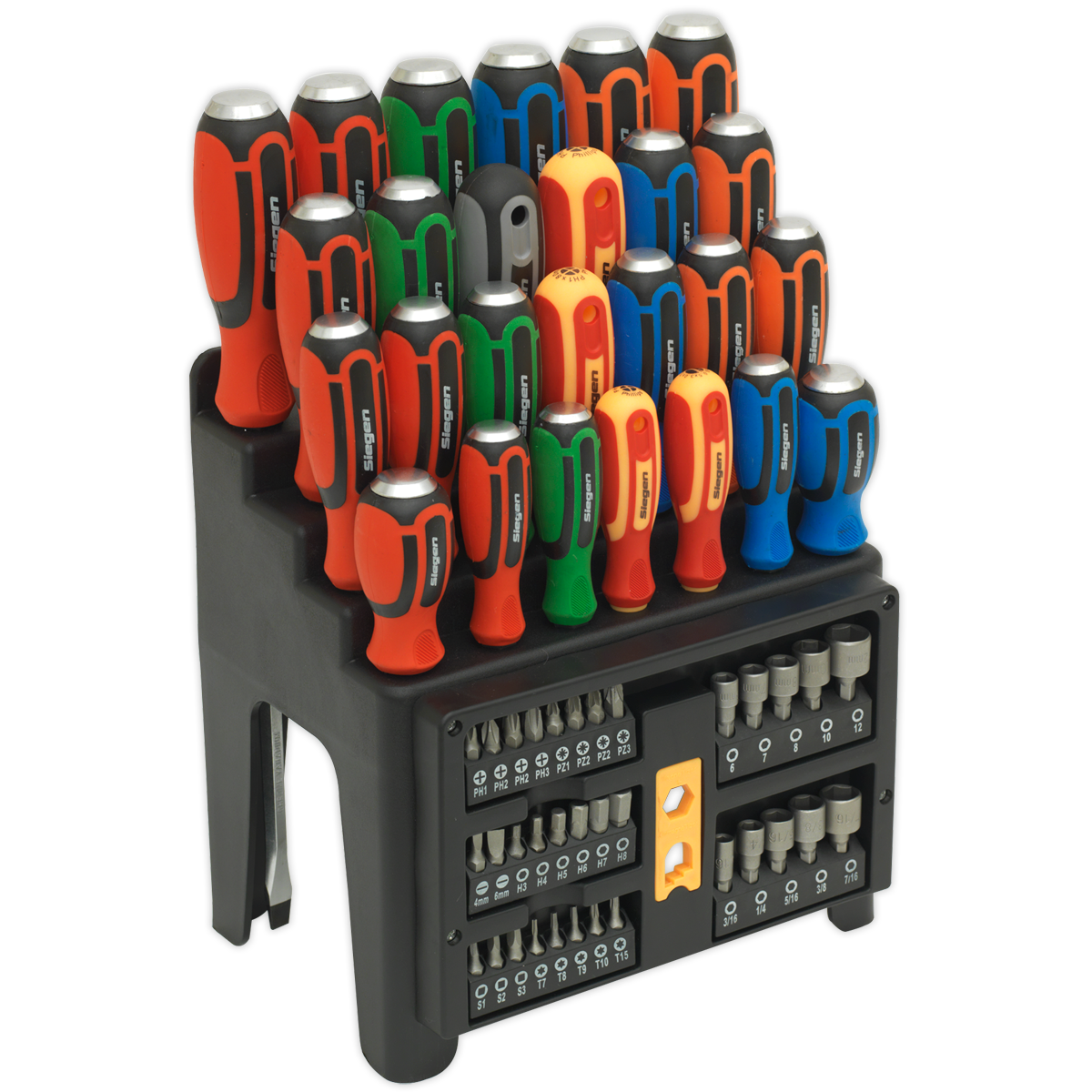 Siegen Hammer-Thru Screwdriver, Bit & Nut Driver Set 61pc