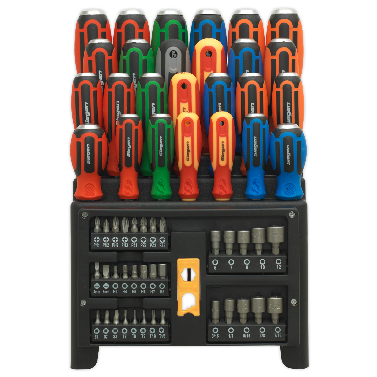 Siegen Hammer-Thru Screwdriver, Bit & Nut Driver Set 61pc
