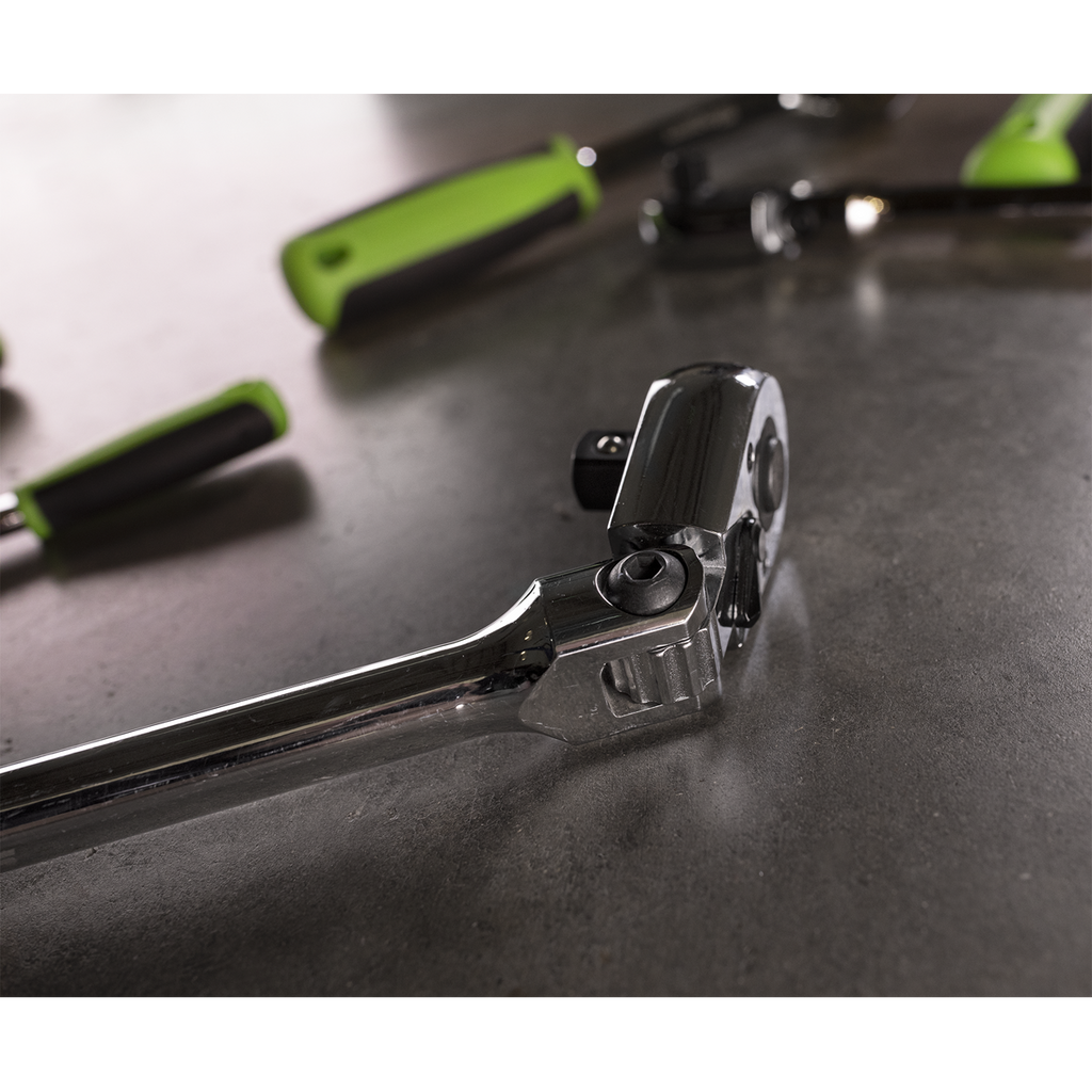 Siegen Extra-Long Flexi-Head Ratchet Wrench with Flip Revers