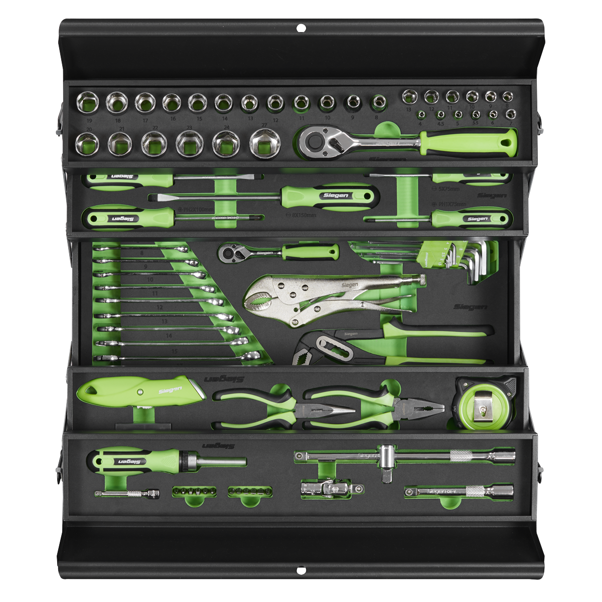 Siegen Cantilever Toolbox with 86pc Tool Kit