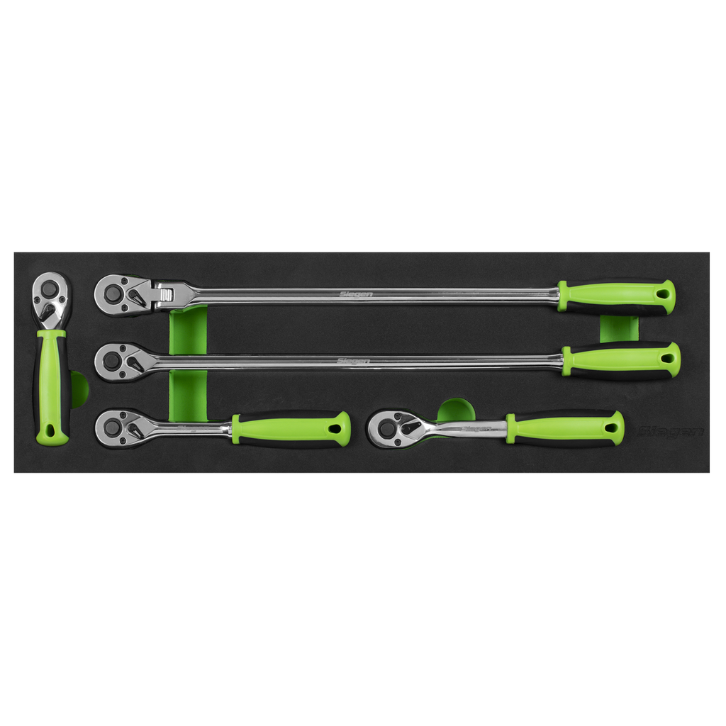 Siegen Ratchet Wrench Set with Flip Reverse 3/8"Sq Drive 5pc