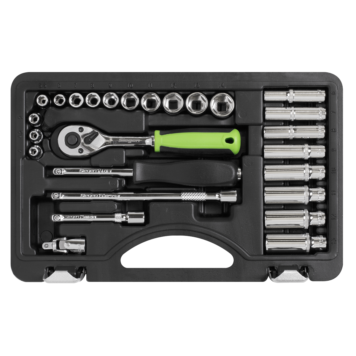 Siegen Socket Set 1/4"Sq Drive 26pc