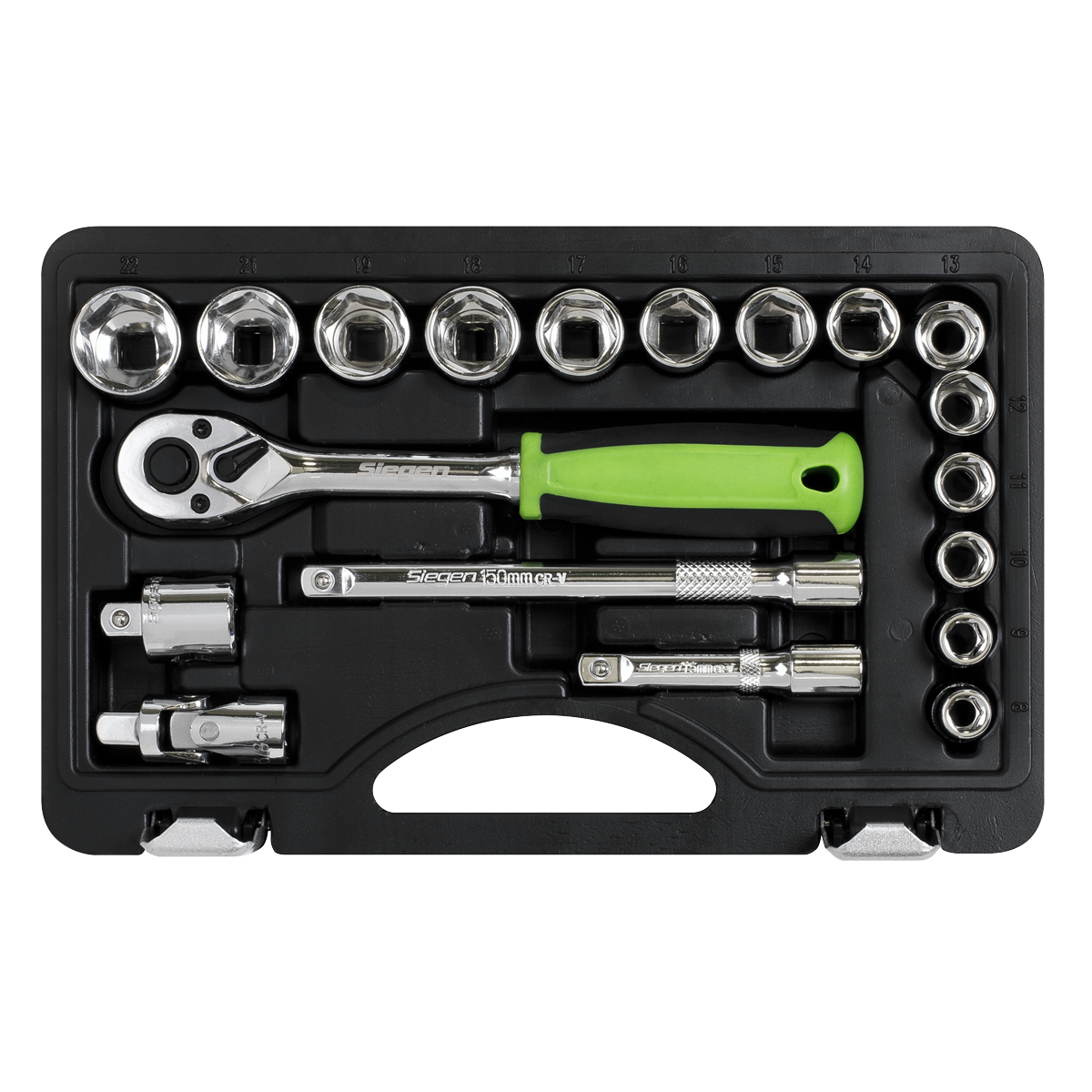 Siegen Socket Set 3/8"Sq Drive 19pc