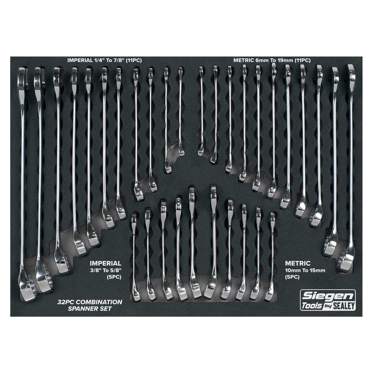 Siegen Metric/Imperial Combination Spanner Set 32pc