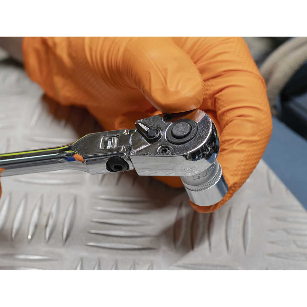 Siegen Extra-Long Flexi-Head Ratchet Wrench with Flip Revers