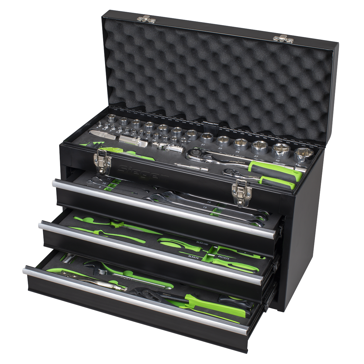 Siegen Portable Tool Chest 3 Drawer with Tool Kit 98pc