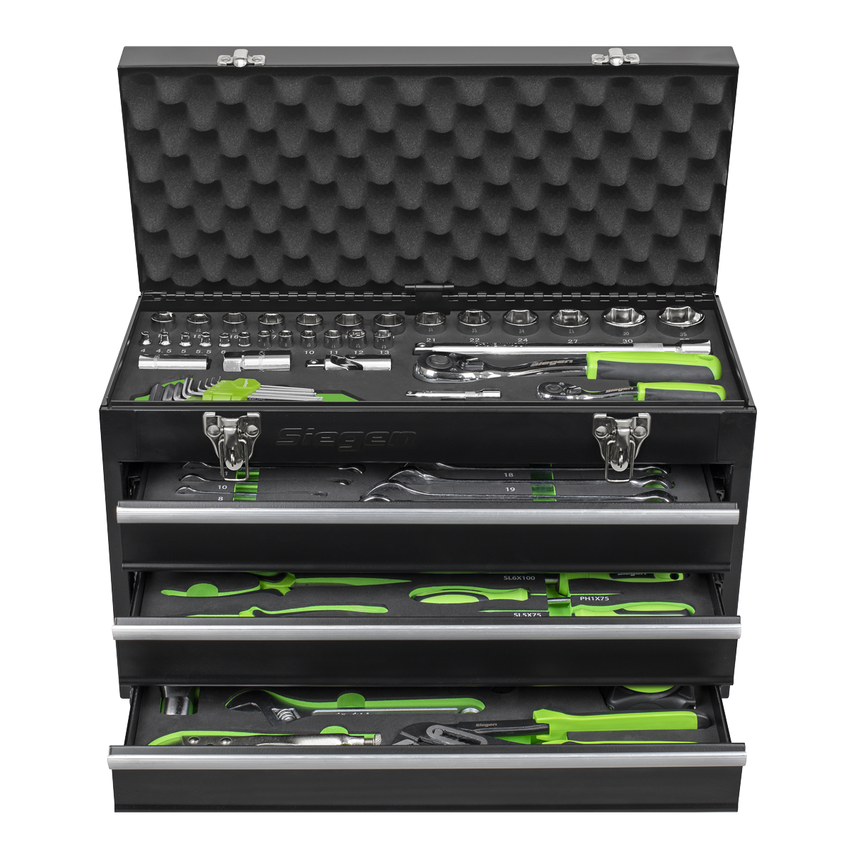 Siegen Portable Tool Chest 3 Drawer with Tool Kit 98pc