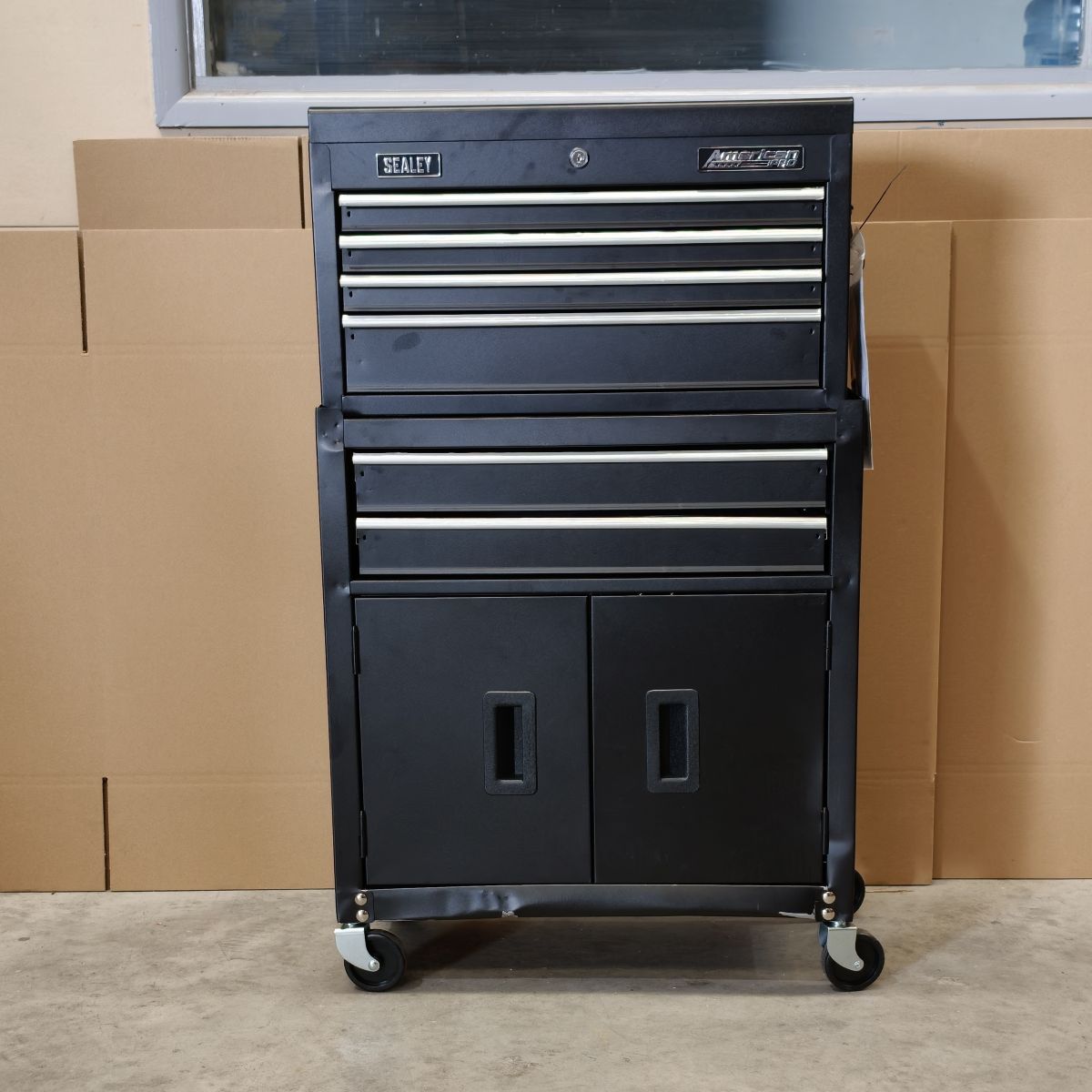 Siegen Topchest & Rollcab Combination with Tool Kit, 6 Drawer, Black (S01267)