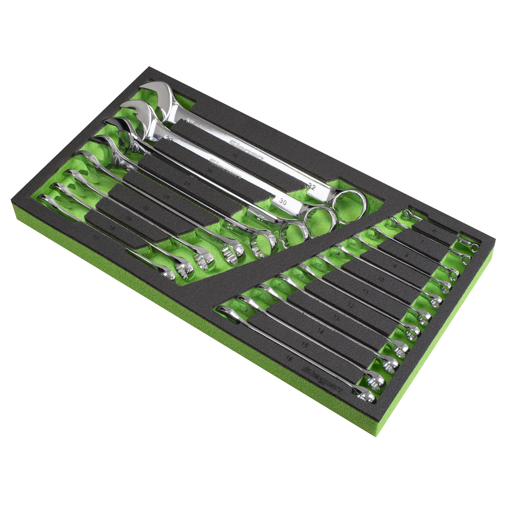 Siegen Combination Spanner Set with Tool Tray 19pc