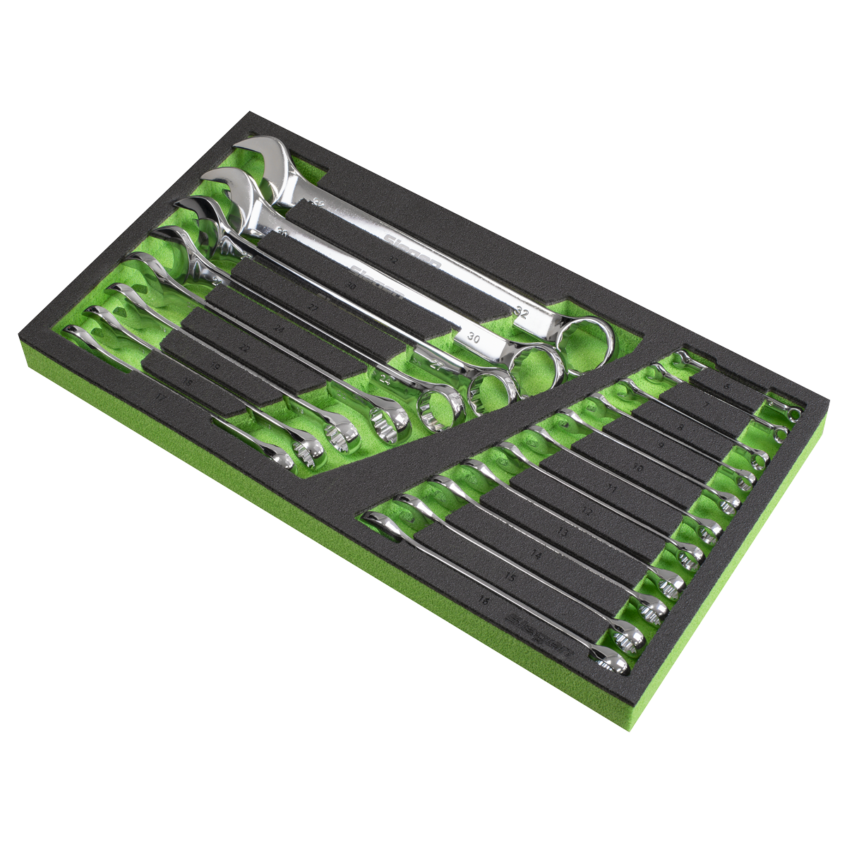 Siegen Combination Spanner Set with Tool Tray 19pc