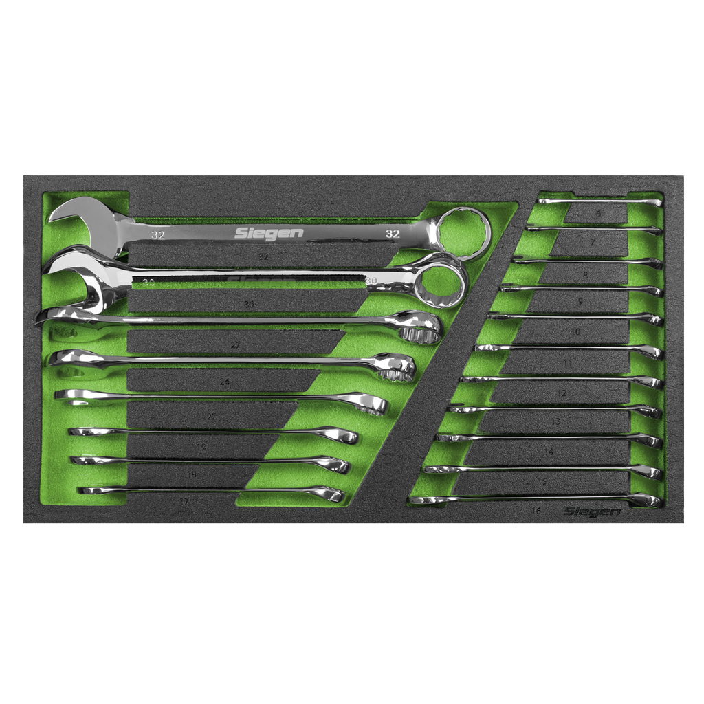 Siegen Combination Spanner Set with Tool Tray 19pc