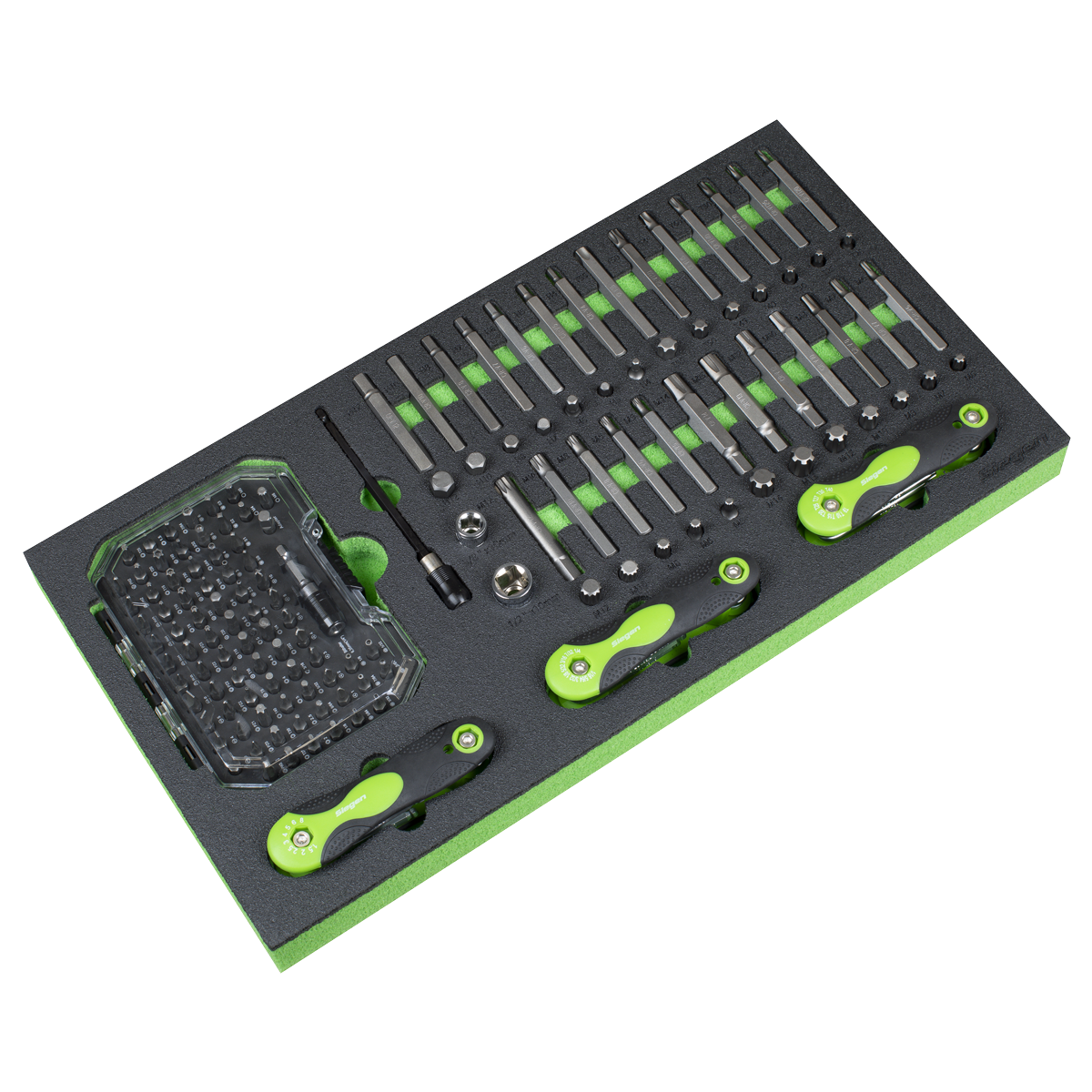 Siegen Specialised Bit Set & Folding Hex Keys with Tool Tray 170pc