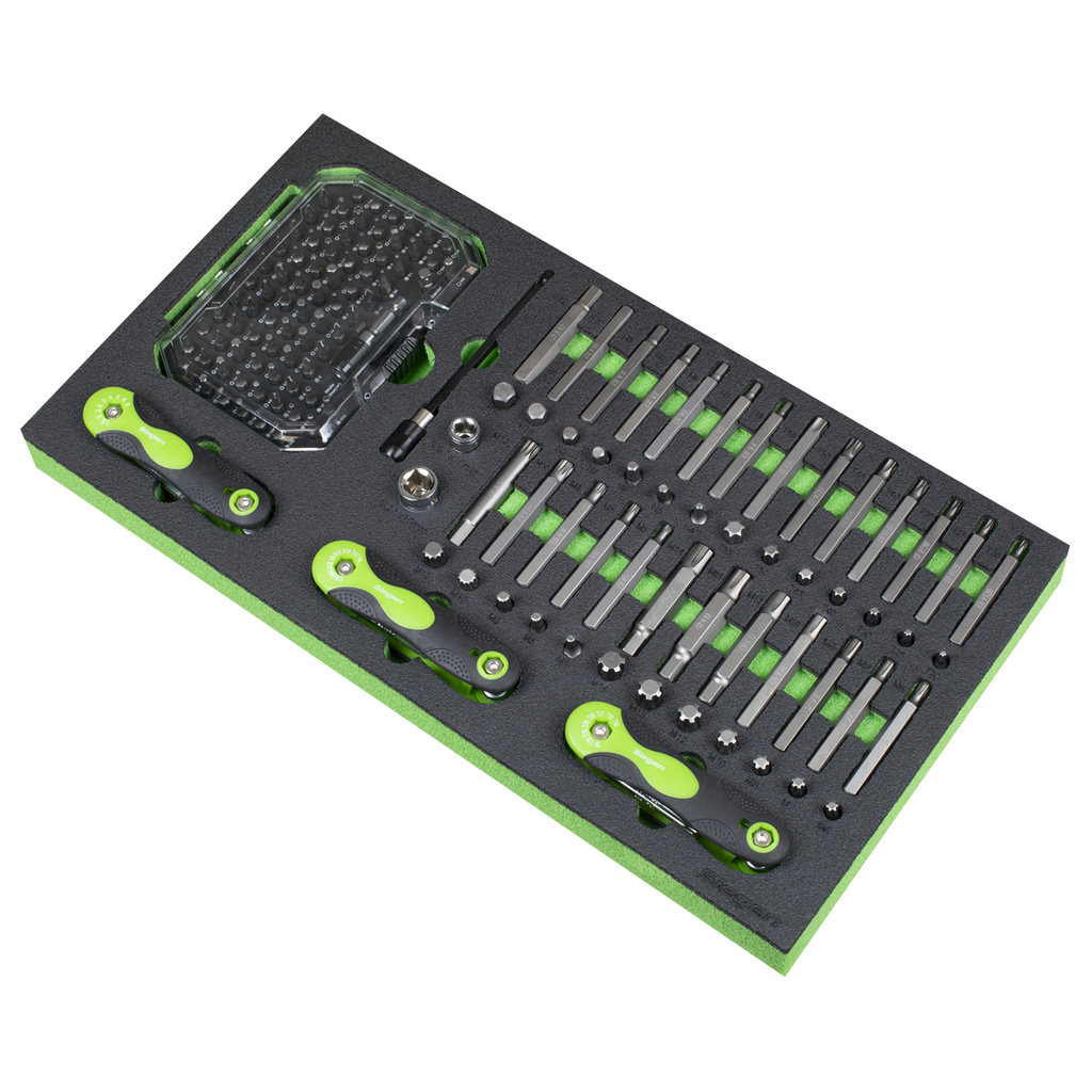 Siegen Specialised Bit Set & Folding Hex Keys with Tool Tray