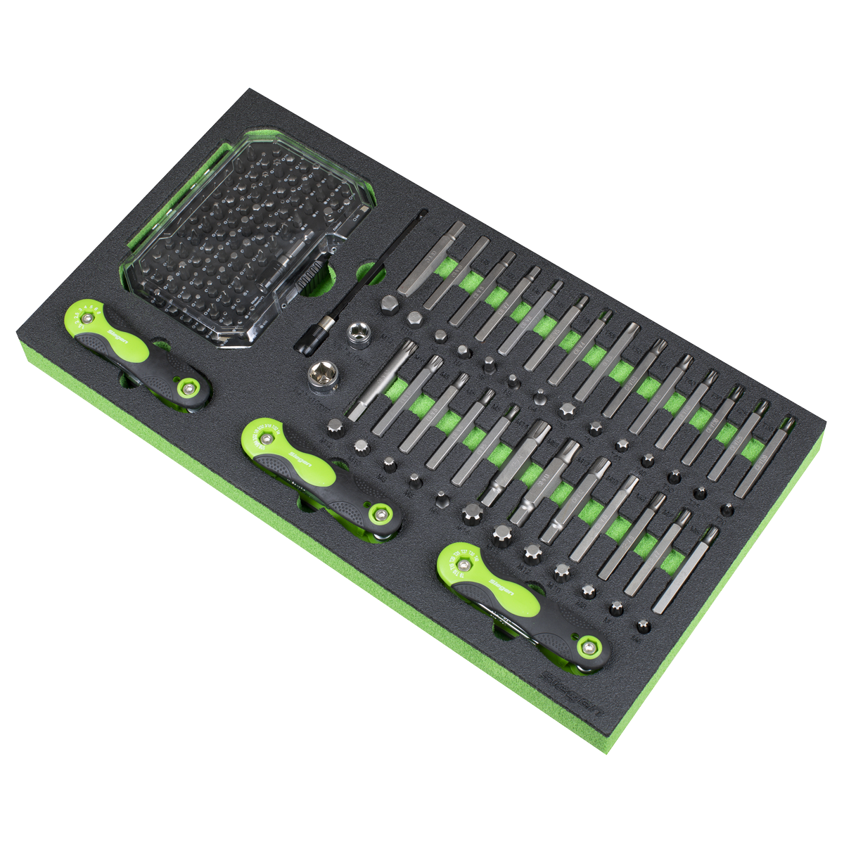 Siegen Specialised Bit Set & Folding Hex Keys with Tool Tray