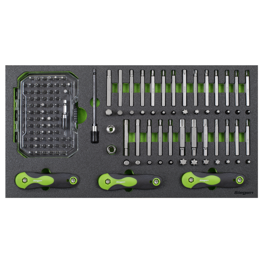 Siegen Specialised Bit Set & Folding Hex Keys with Tool Tray