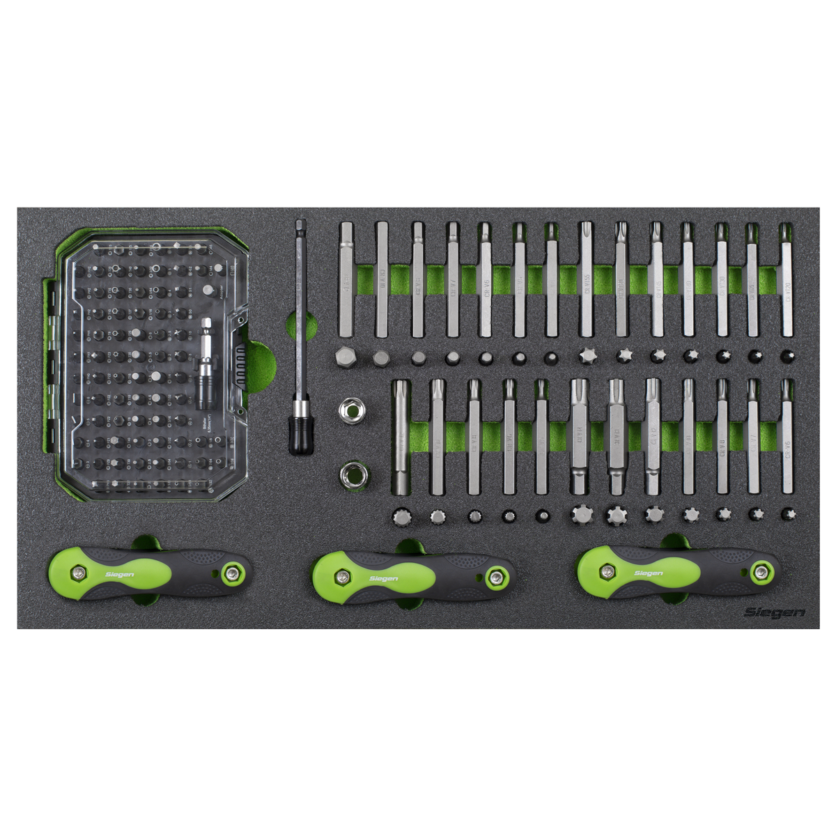 Siegen Specialised Bit Set & Folding Hex Keys with Tool Tray