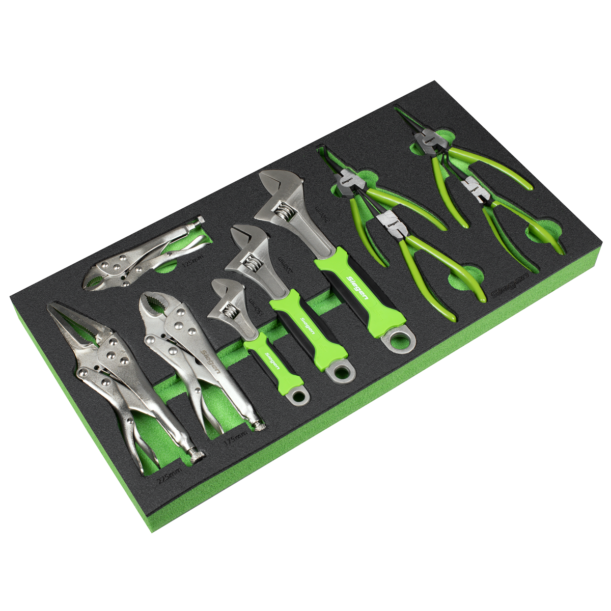 Siegen Adjustable Wrench & Pliers Set with Tool Tray 10pc