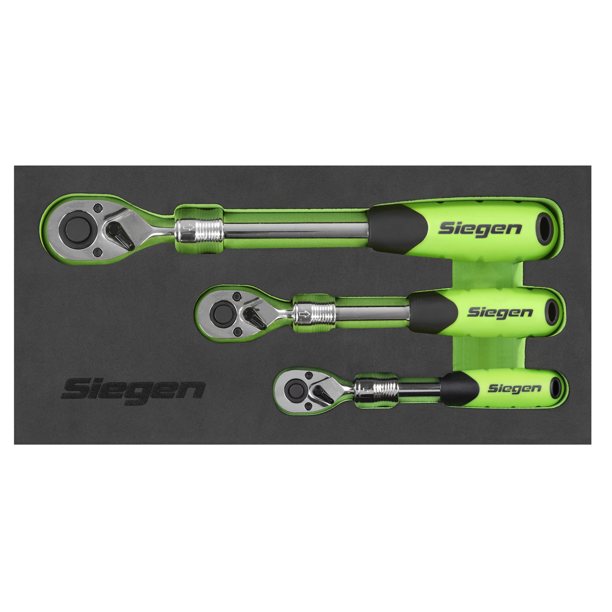 Sealey S01285 Siegen 1/4", 3/8" and 1/2" Sq Drive Extendable Ratchet Wrench, 3 Piece