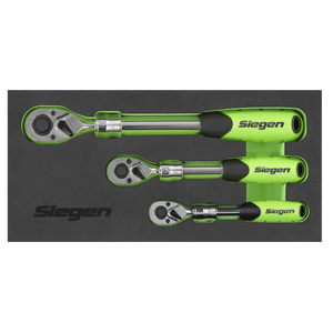Sealey S01285 Siegen 1/4", 3/8" and 1/2" Sq Drive Extendable Ratchet Wrench, 3 Piece