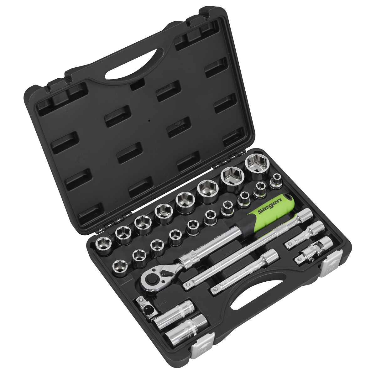 Siegen Extendable Ratchet Socket Set 1/2"Sq Drive 26pc