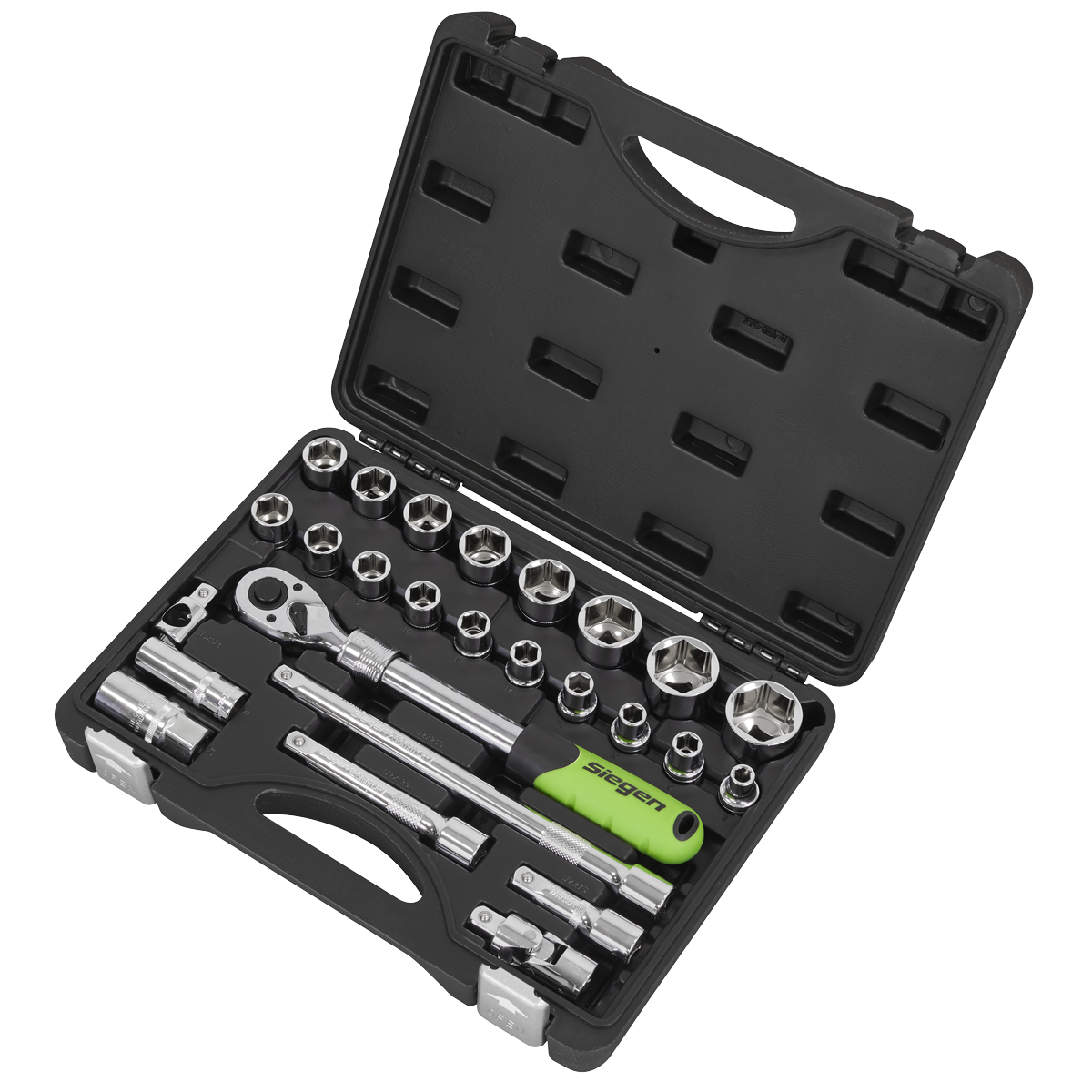 Siegen Extendable Ratchet Socket Set 1/2"Sq Drive 26pc