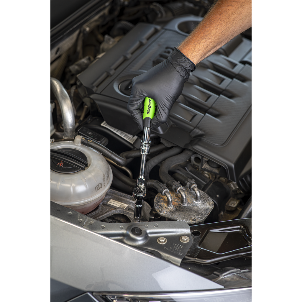 Siegen Extendable Flexi-Head Ratchet Wrench 1/4"Sq Drive