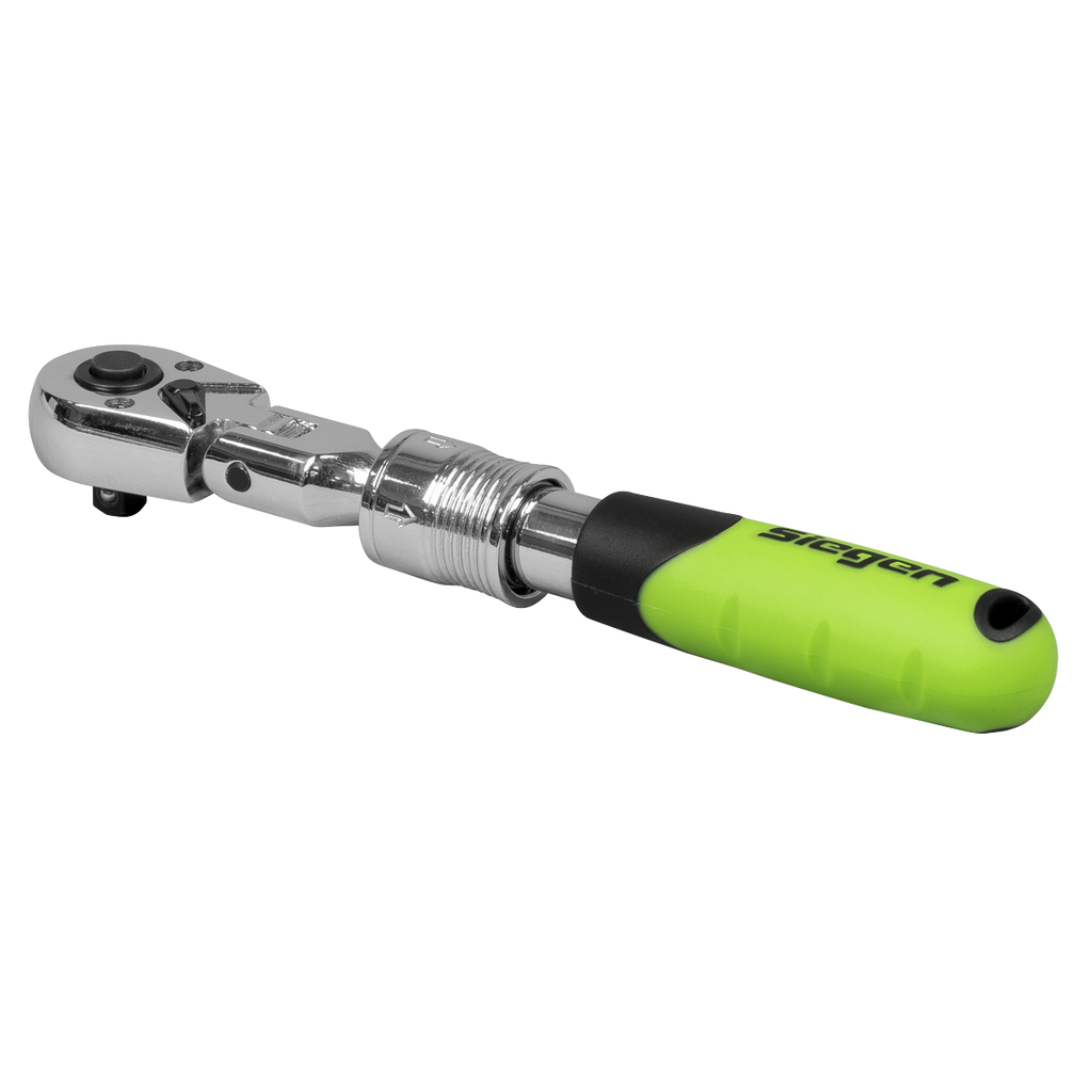 Siegen Extendable Flexi-Head Ratchet Wrench 1/4"Sq Drive