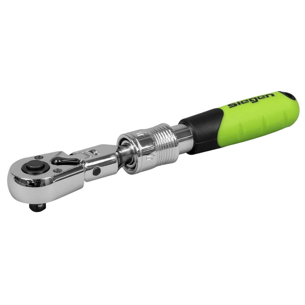 Siegen Extendable Flexi-Head Ratchet Wrench 1/4"Sq Drive