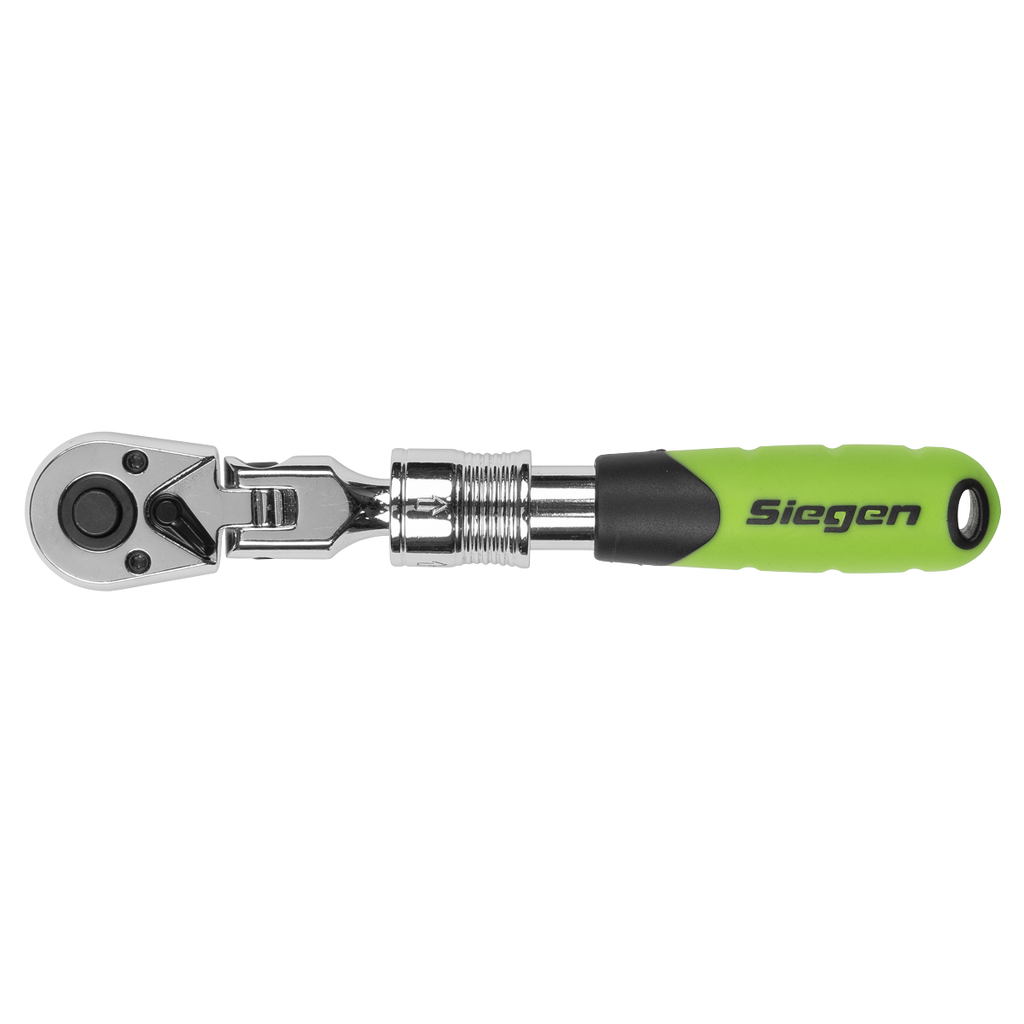 Siegen Extendable Flexi-Head Ratchet Wrench 1/4"Sq Drive
