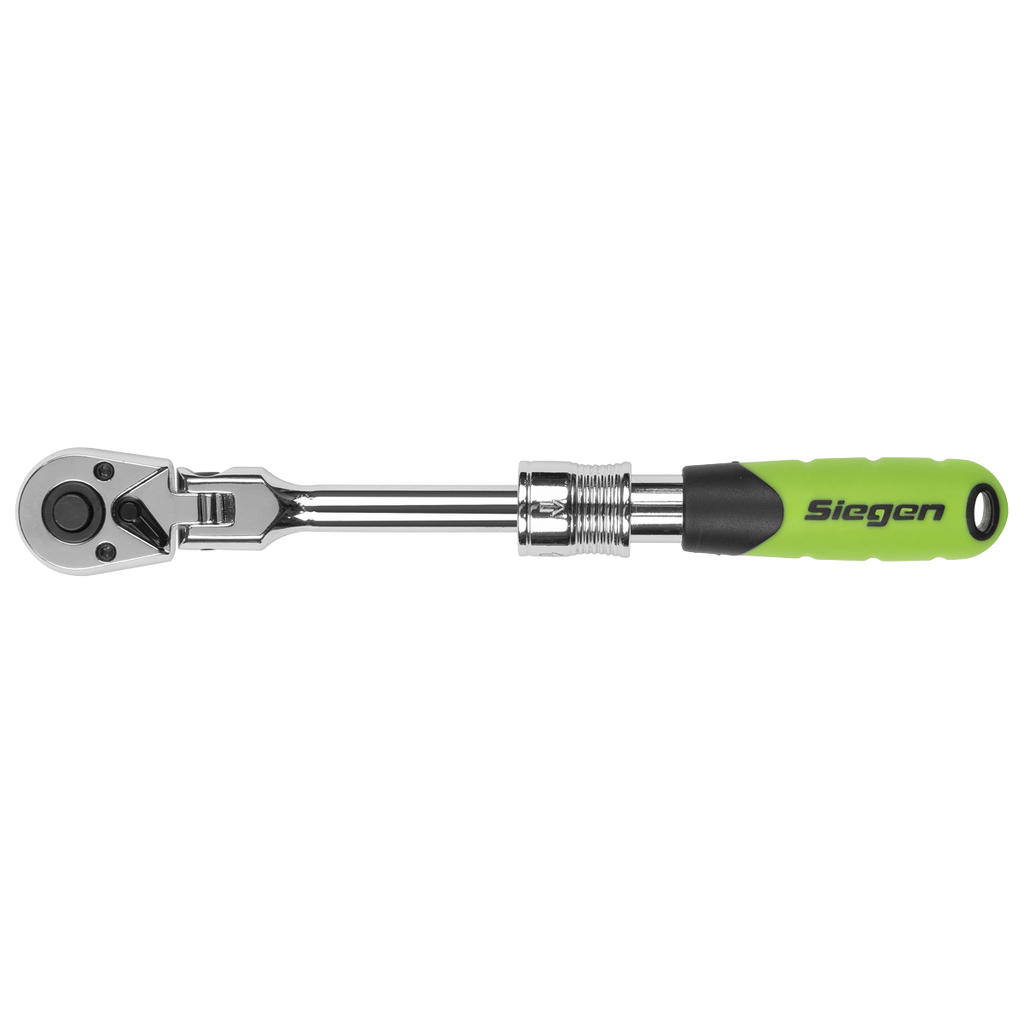 Siegen Extendable Flexi-Head Ratchet Wrench 1/4"Sq Drive