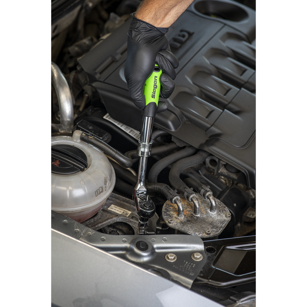 Siegen Extendable Flexi-Head Ratchet Wrench 3/8"Sq Drive