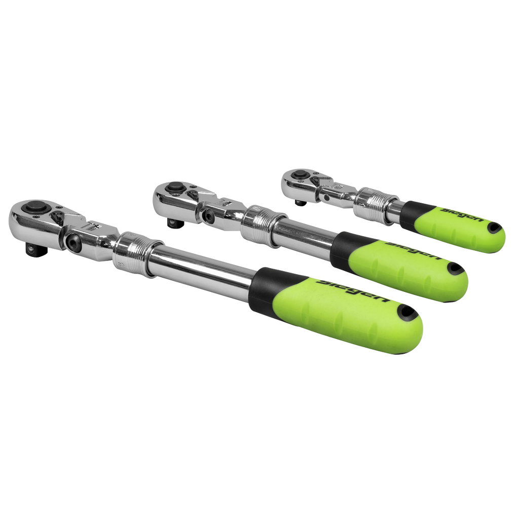 Siegen Extendable Flexi-Head Ratchet Wrench Set 3pc