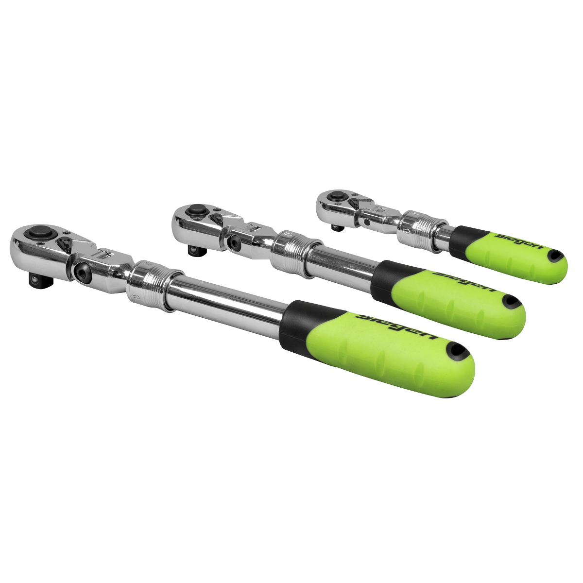 Siegen Extendable Flexi-Head Ratchet Wrench Set 3pc