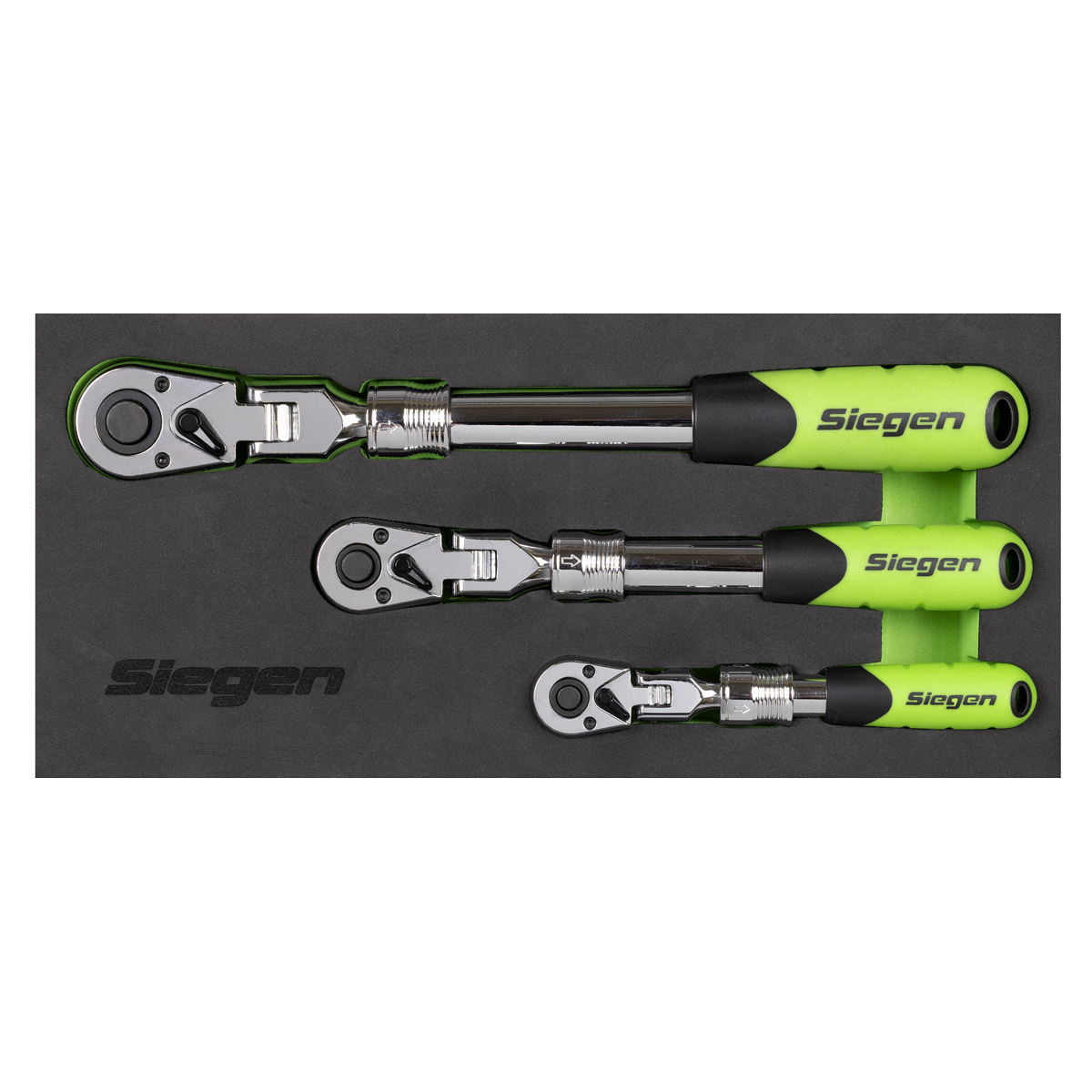 Siegen Extendable Flexi-Head Ratchet Wrench Set 3pc