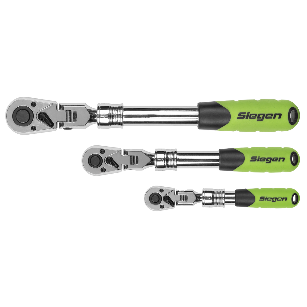 Siegen Extendable Flexi-Head Ratchet Wrench Set 3pc