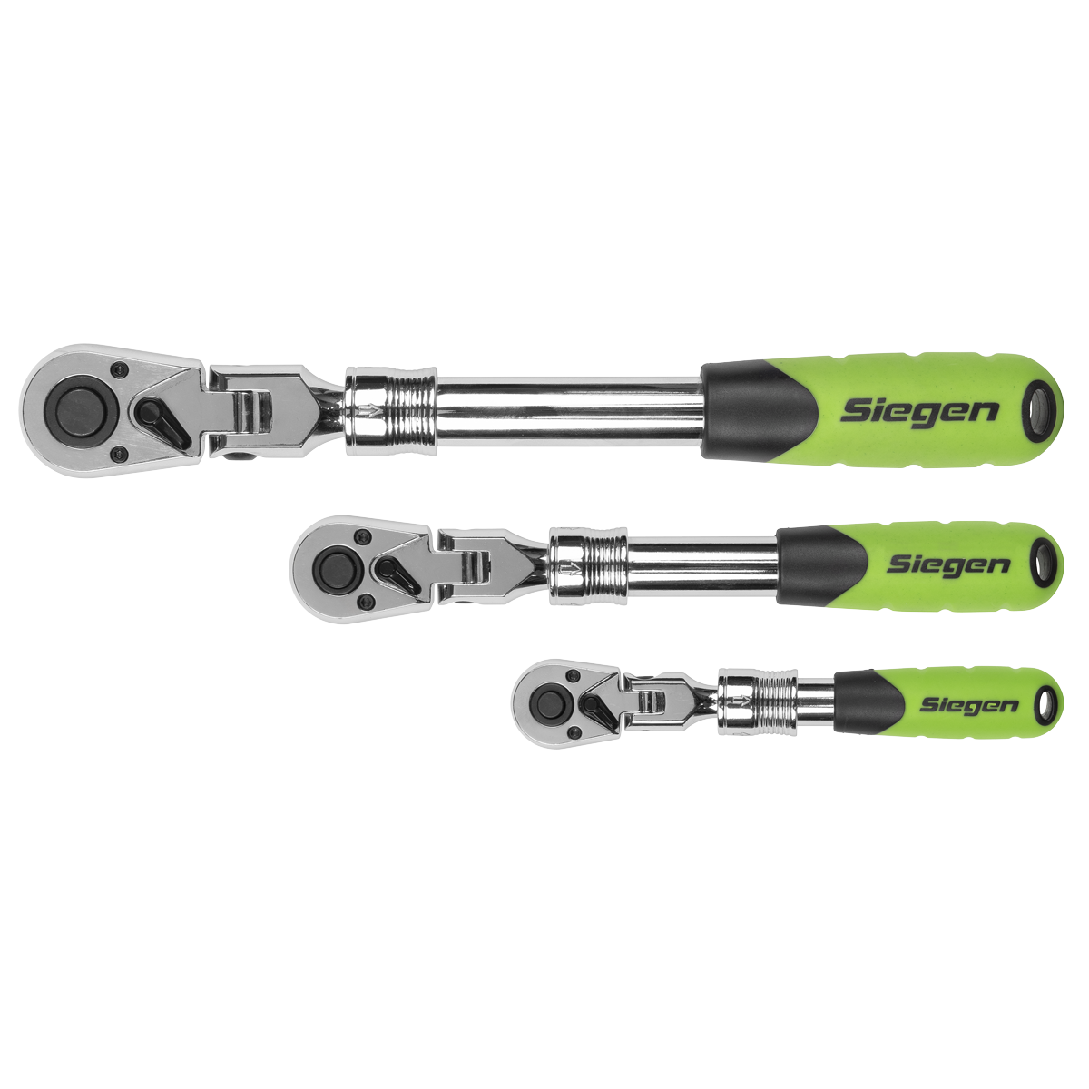 Siegen Extendable Flexi-Head Ratchet Wrench Set 3pc