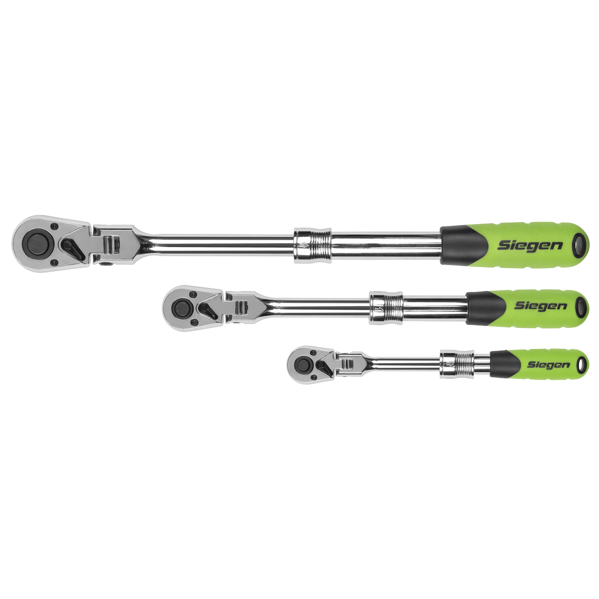 Siegen Extendable Flexi-Head Ratchet Wrench Set 3pc