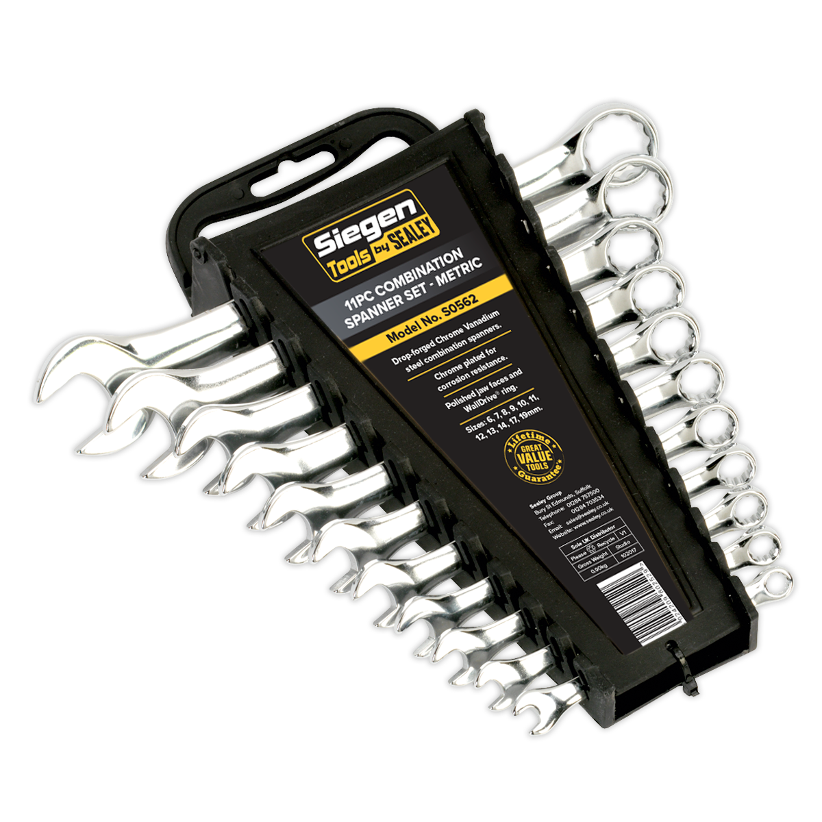 Sealey S0562 Stubby Combination Spanner Set 6-19mm, 11pc