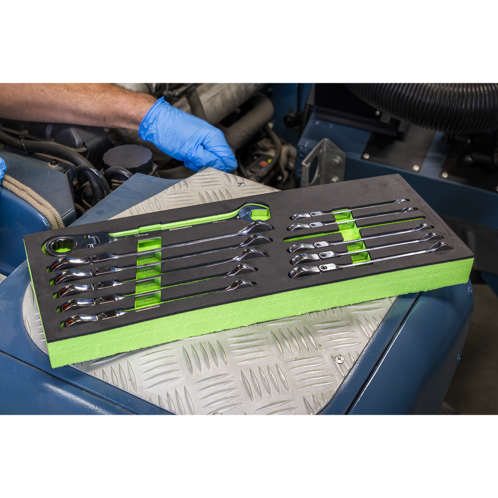 Siegen Flexi-Head Combination Ratchet Spanner Set 12pc