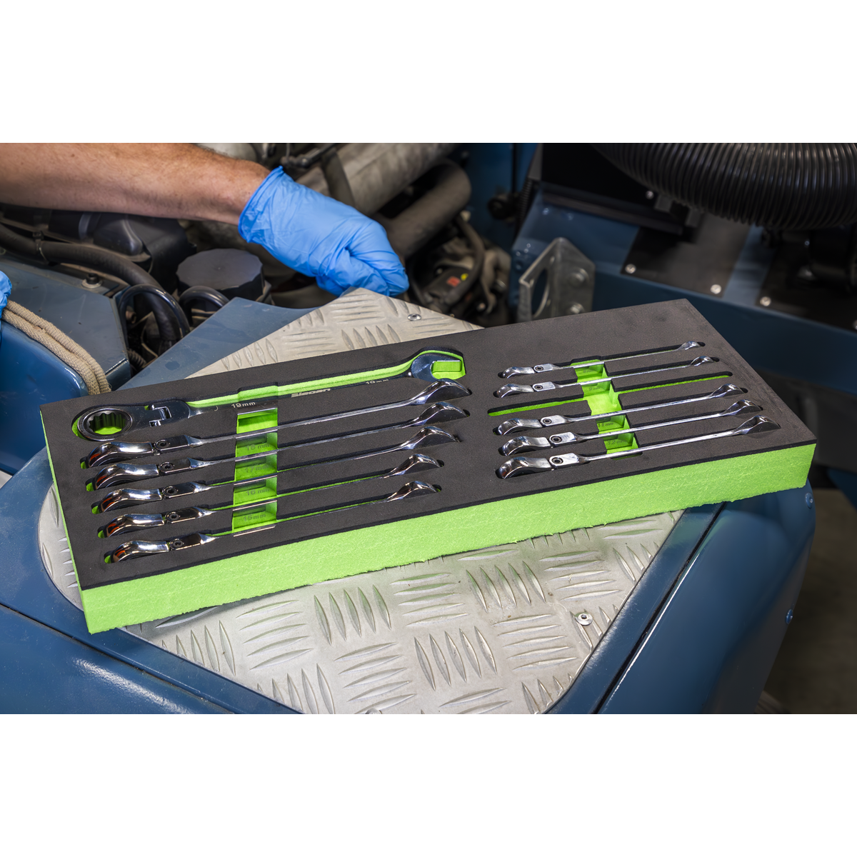 Siegen Flexi-Head Combination Ratchet Spanner Set 12pc