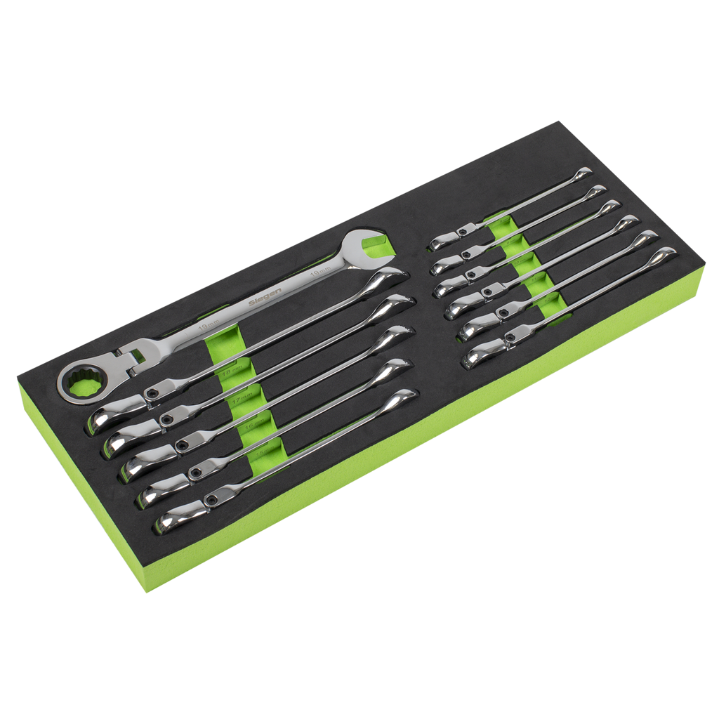 Siegen Flexi-Head Combination Ratchet Spanner Set 12pc