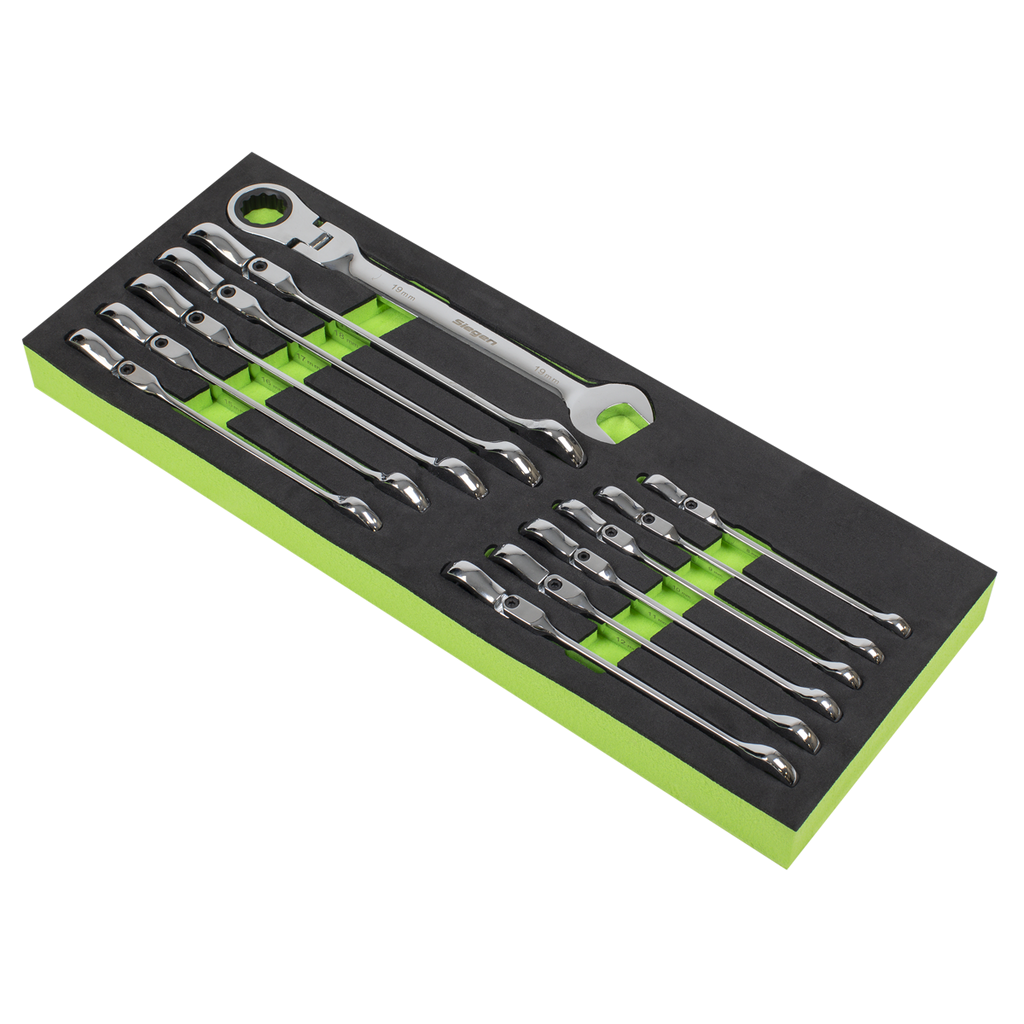 Siegen Flexi-Head Combination Ratchet Spanner Set 12pc