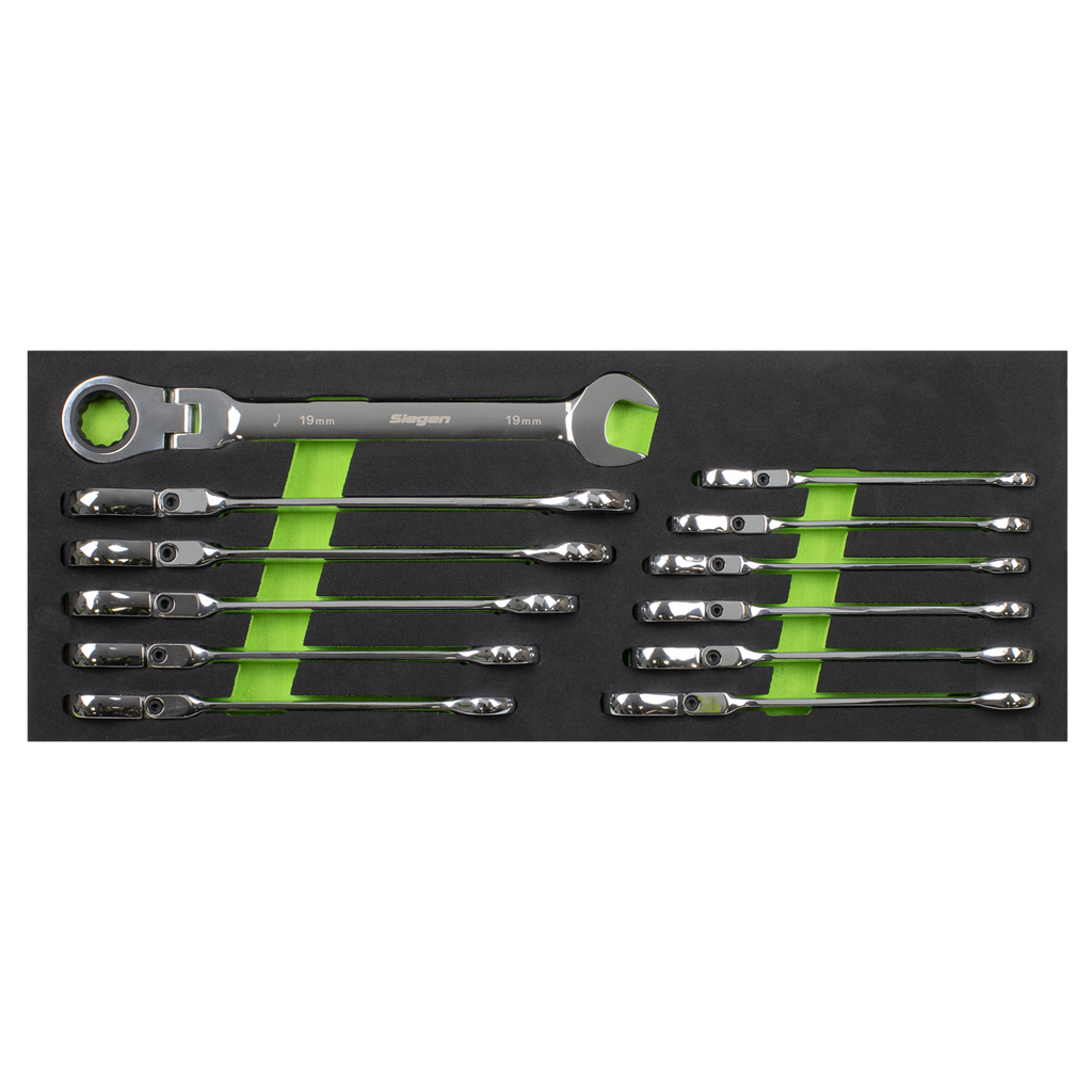 Siegen Flexi-Head Combination Ratchet Spanner Set 12pc