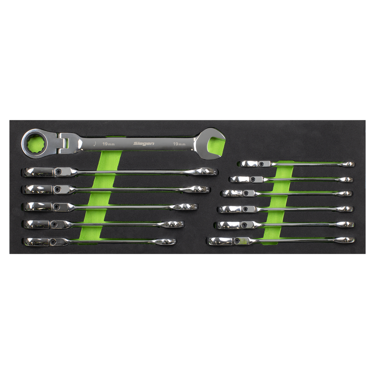 Siegen Flexi-Head Combination Ratchet Spanner Set 12pc
