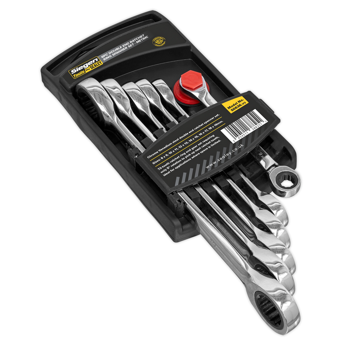 Siegen Double End Ratchet Ring Spanner Set 6pc