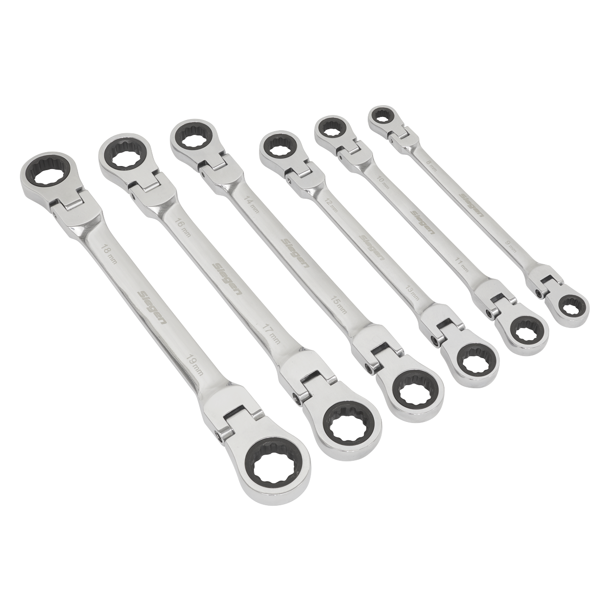 Siegen Flexi-Head Double End Ratchet Ring Spanner Set 6pc